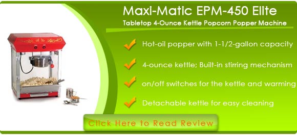 Maxi-Matic EPM-450 Elite Tabletop Old-Fashioned 4-Ounce Kettle Popcorn Popper Machine